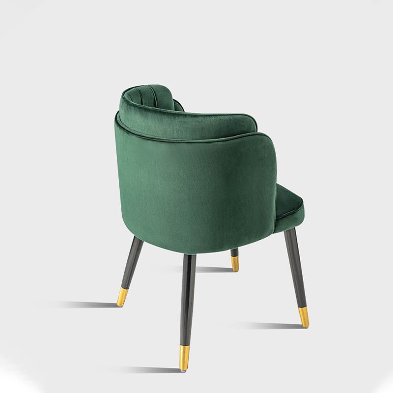 Glam Upholstered Dining Chair Green Parsons Chair with Wood Legs
