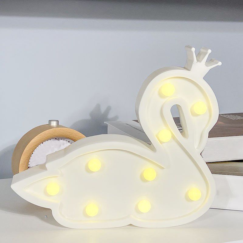Plastic Swan Wall Night Lamp Contemporary LED Night Lighting for Children Bedroom