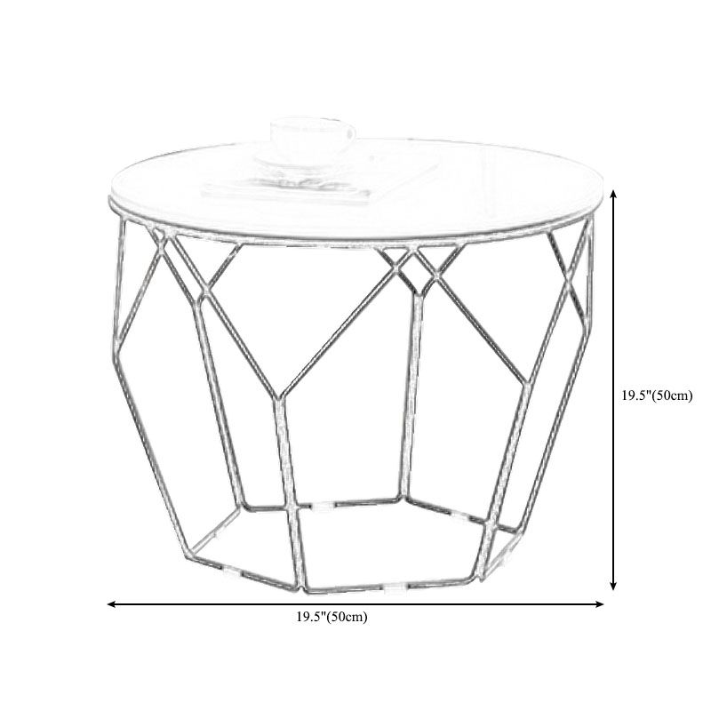 White Marble Frame 1 Coffee Table Modern Round Table for Living Room