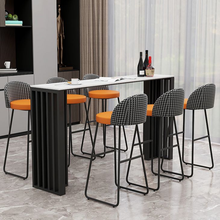 Rectangle Living Room Patio Bar Table Double pedestal White Marble Counter Table