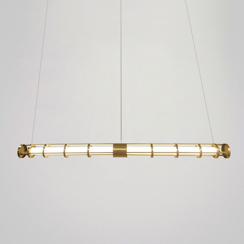 Postmodern Island Lighting Linear Glass Chandelier Light Fixture for Dining Room