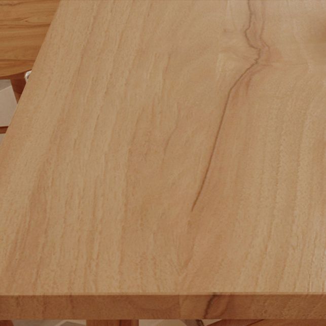 Eenvoudige dennen vaste houten eettafel rechthoekige tafel in houten kleur met vier veter