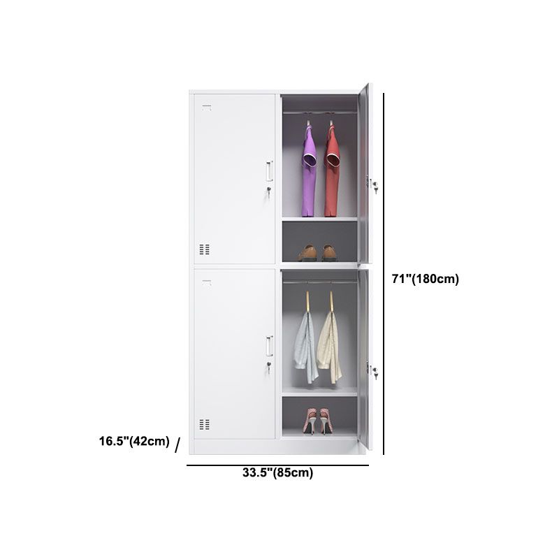 White Hinged Wardrobe Armoire Steel Storage Cabinet for Bedroom