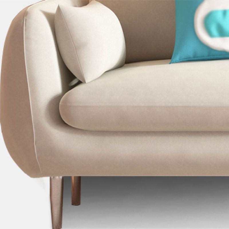 Scandinavian Square Arm Settee Velvet Cushion Back Sofa with Metal Legs