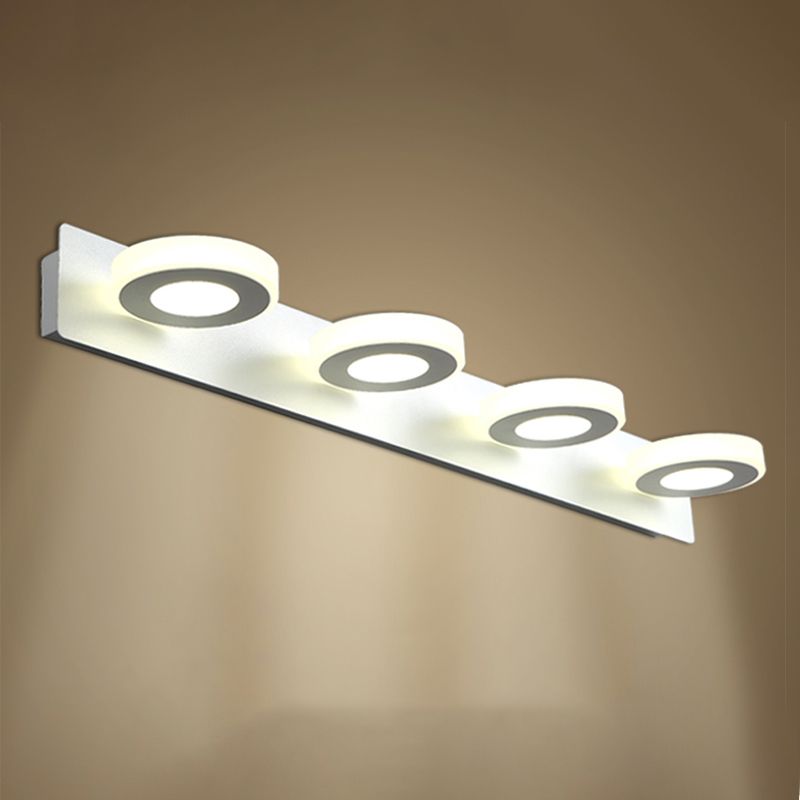 Round Shape Metal Wall Lighting Modern Multi Lights Mirror Wall Mounted Lighting in White