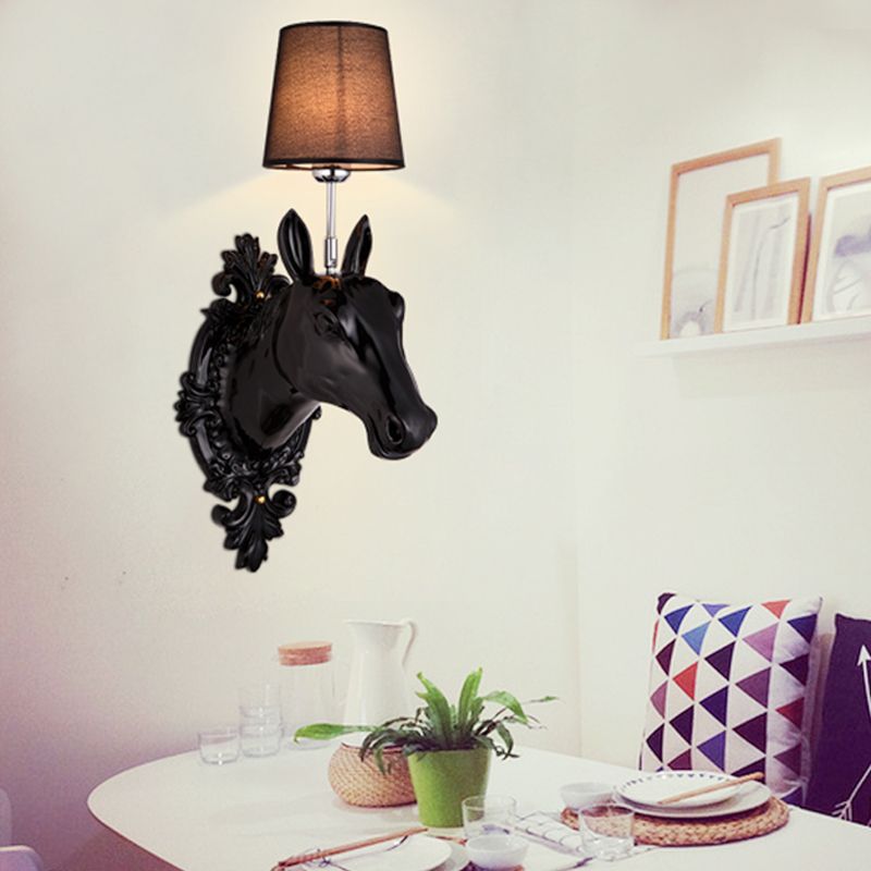 LAMPE MURME MUR BALB BALBE Classique Classic Black / White / Gol Gold Sconce Lightture avec une nuance de tissu cône