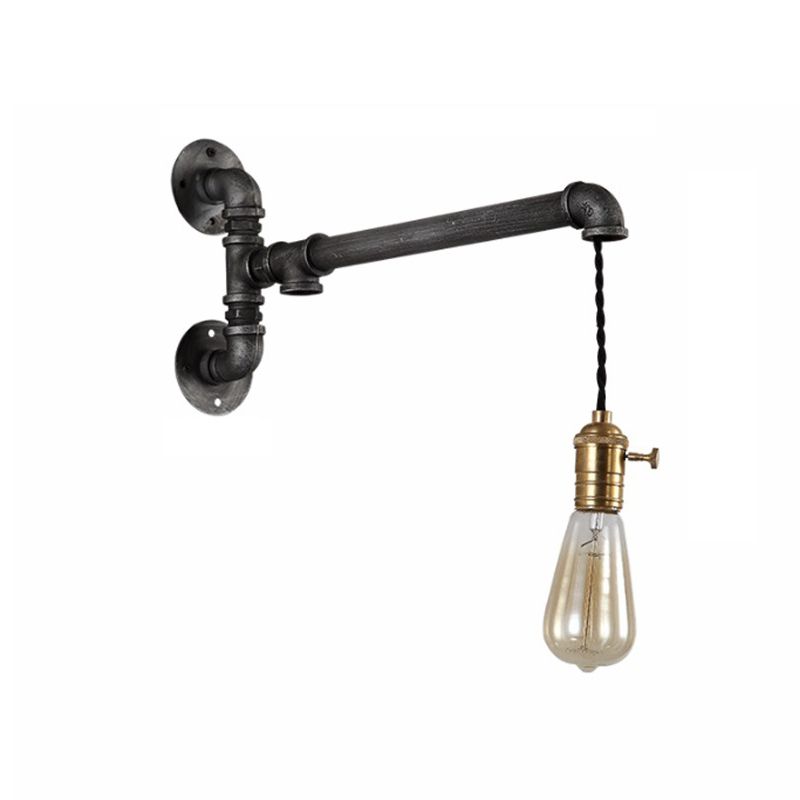 Metal Black Sconce Light Hanging Shade 1/4 Light Industrial Wall Mounted Lighting for Dining Room