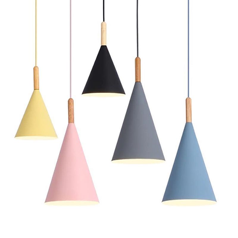 Modern Style Cone Shape Hanging Light Metal 1 Light Hanging Lamp for Bedroom