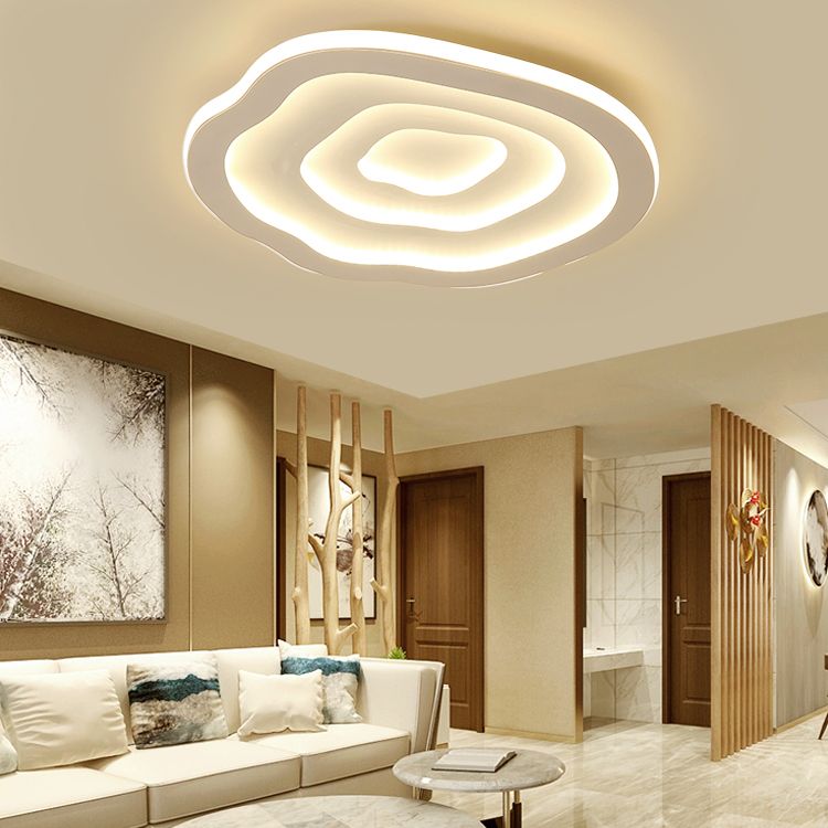 Modern Metal Flush Mount Cloud Shape Ceiling Light with Silicone Shade for Living Room