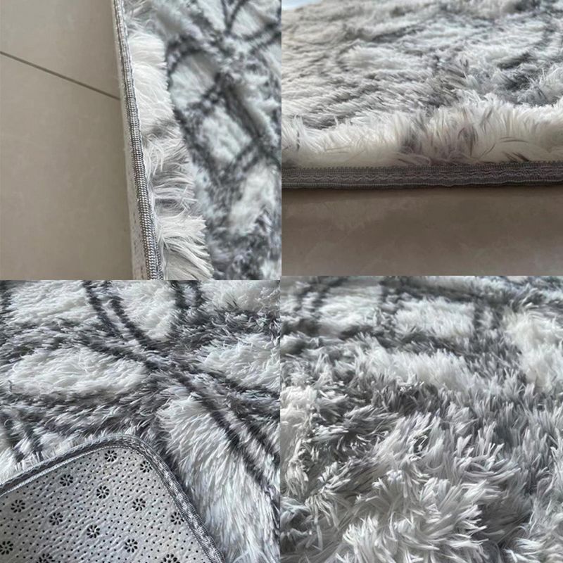 Casual Round Shag Area Rug Trendy Tie Dye Print Rug Polyester Anti-Slip Carpet for Home Decor