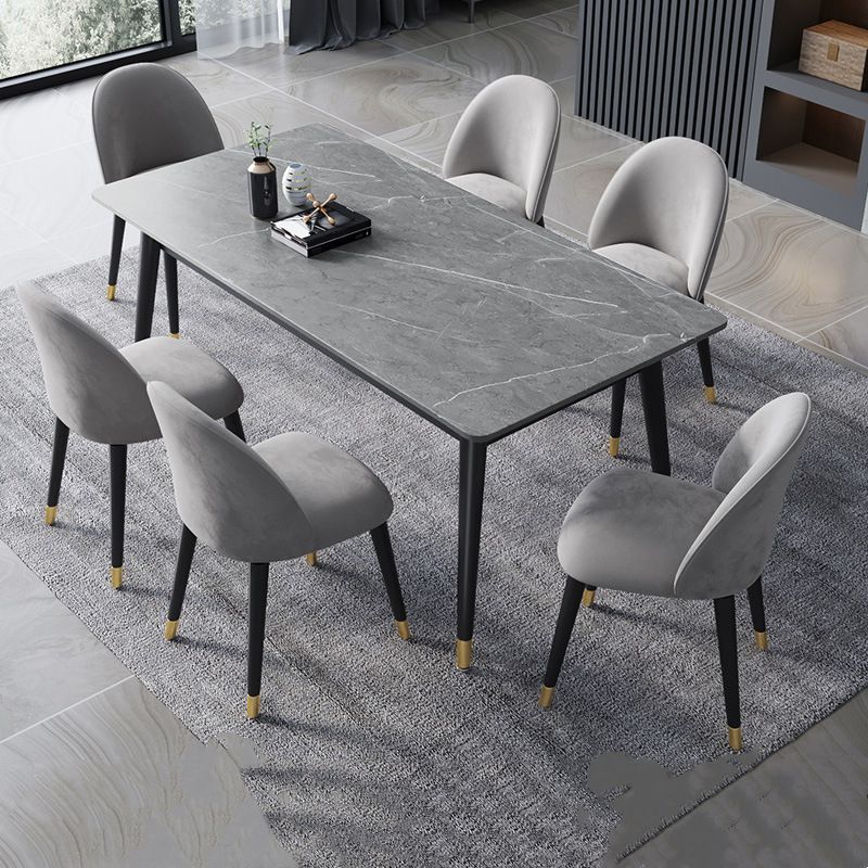 Mesa de comedor de piedra rectangular glamorosa mesa de acabado mate con 4 patas