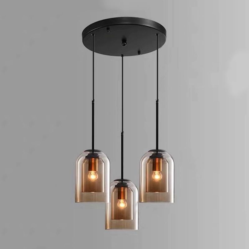 Double Glass Indoor Pendant Light in Modern Creative Style Wrought Iron Hanging Lamp