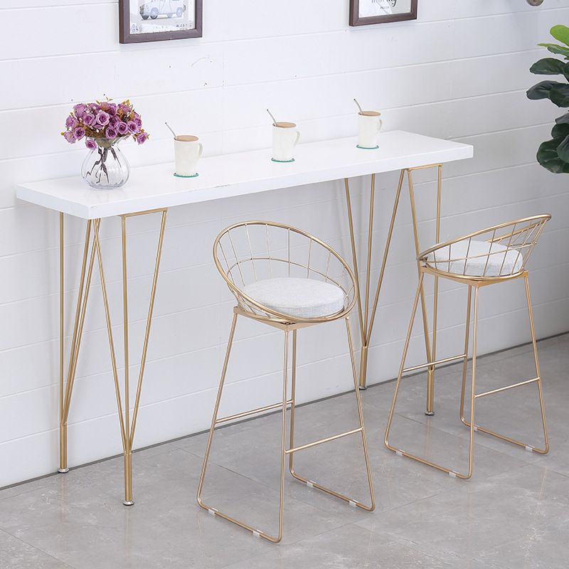 Glam Style Rectangle Bar Table Wood Bar Height Table with 4 Legs