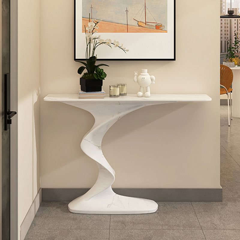 Rectangle Shape Contemporary Console Table Stone Console Sofa Table in White