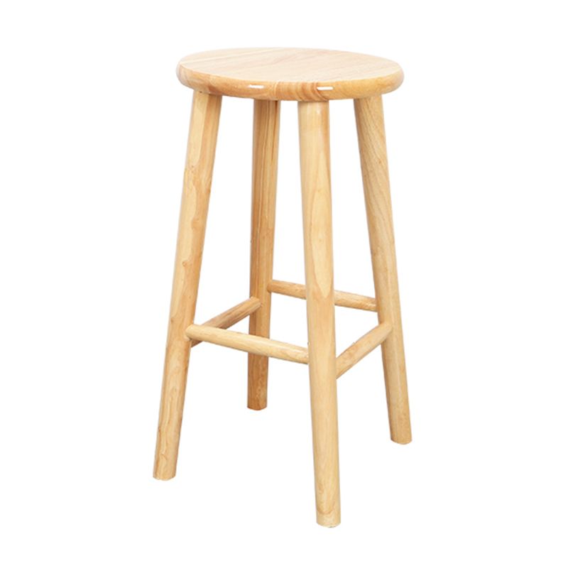 Contemporary Round Counter Bar Stool Wood Backless Bar Stool with Footrest