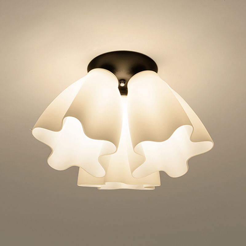 Glass Black Ceiling Flush Mount Light Floral Minimalist Ceiling Mounted Fixture