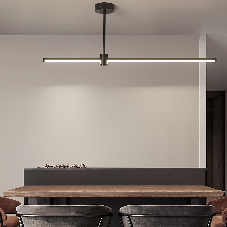 Éclairage de pendentif moderne pour l'îlot de cuisine Idées d'éclairage de l'île de pendentif linéaire