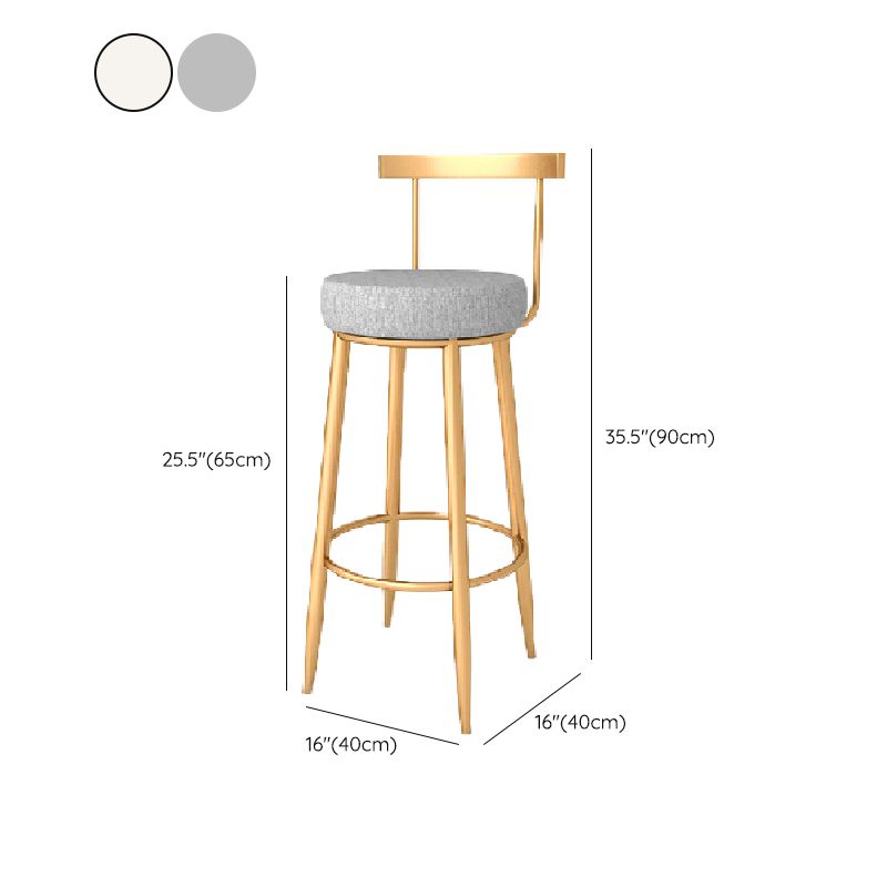 Glam Style Counter Stool Upholstered Living Room Bar Stool with  Metal Legs