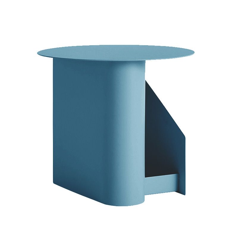 Steel Round Top Coffee Table Abstract Base Cocktail Table with Storage