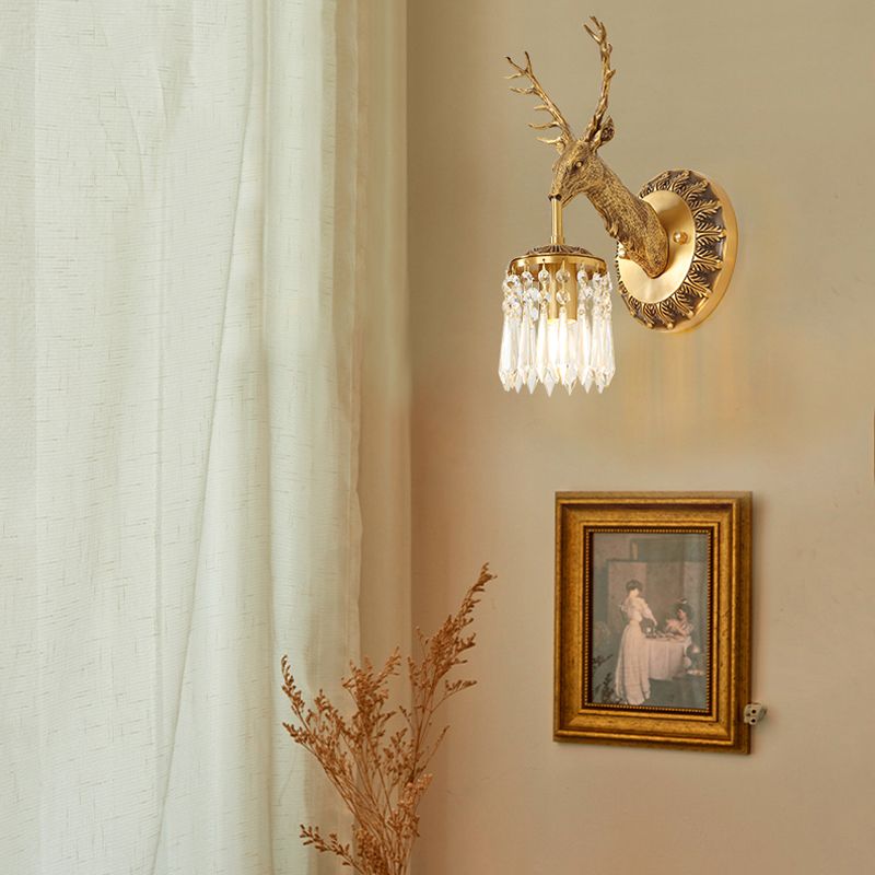 Crystal and Brass Vanity Lighting Modern Wall Light Fixture for Bathroom