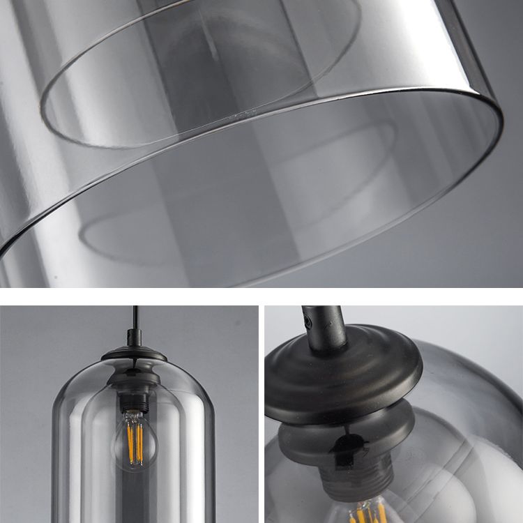 Glass Cylindrical Shape Ceiling Light Dinging Room Bedroom 1 Light Modern Hanging Light