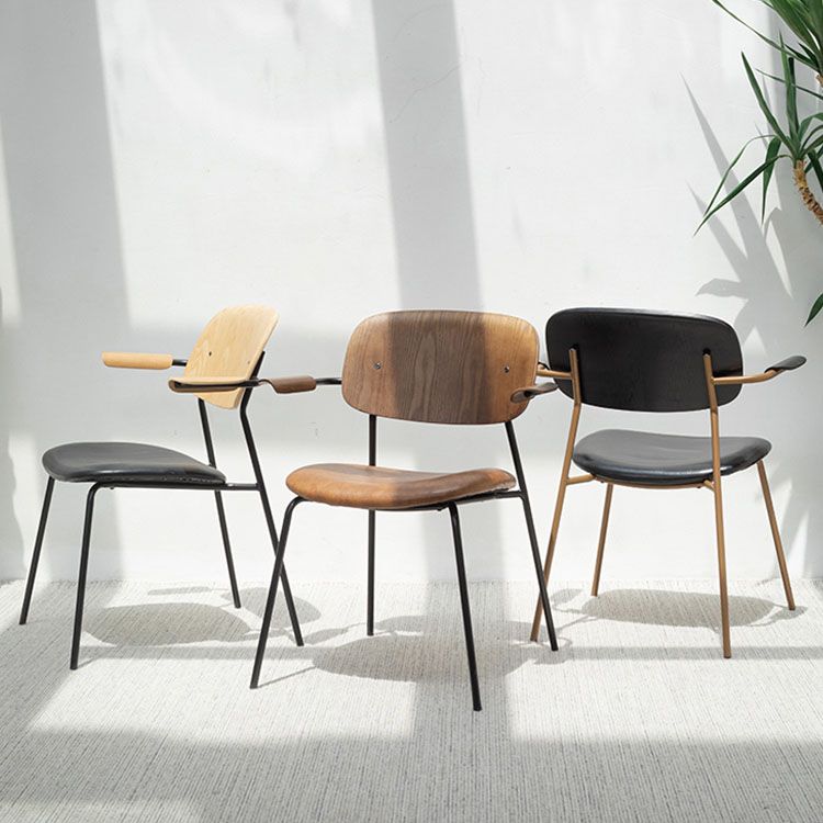 Sillón de comedor contemporáneo de madera maciza, sillón con respaldo abierto para cocina