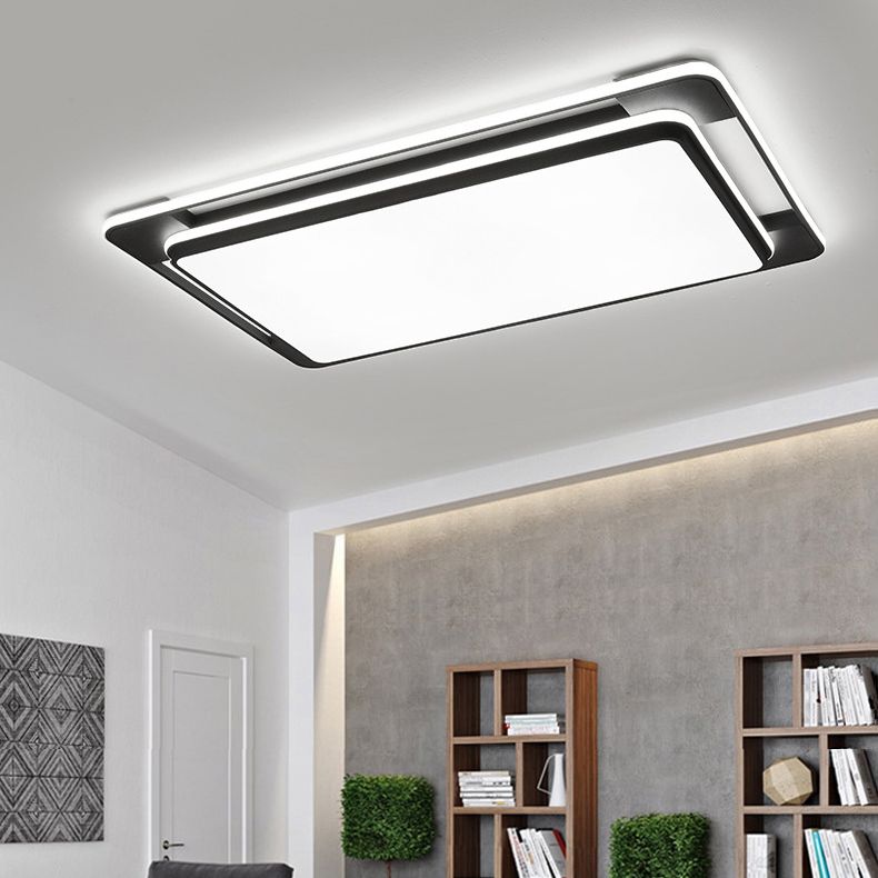 Black Modern Style Flush Ceiling Lights 1-Light Geometric Acrylic Flush Mount Fixture