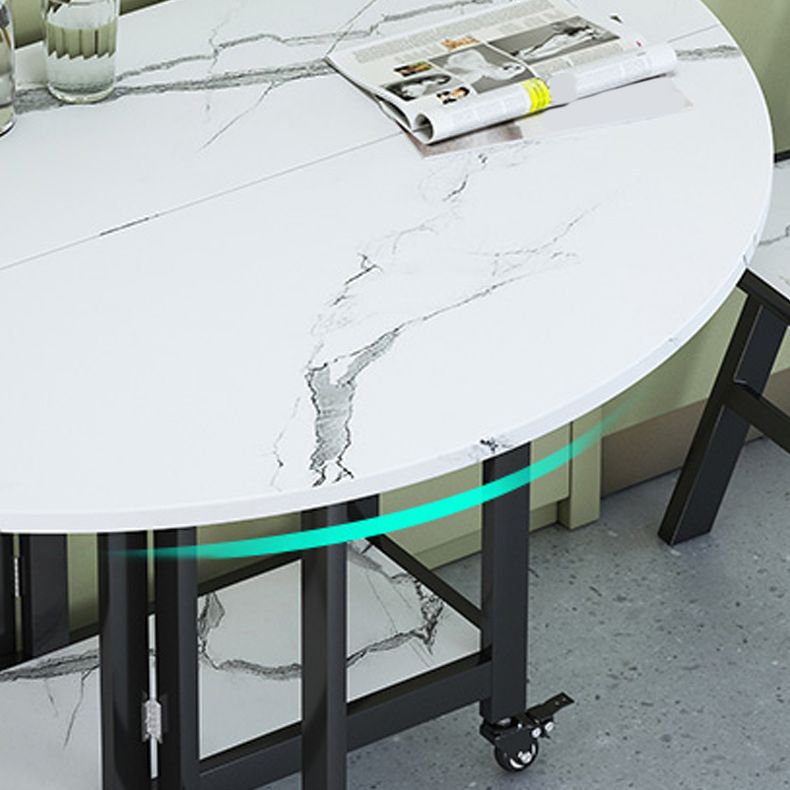 Folding Dining Table Faux Marble Dining Table with Black Frame