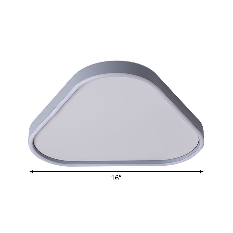 16"/19.5" W Triangle Bedroom Flush Light Fixture Acrylic LED Modern Ceiling Mounted Lamp in Grey, Warm/White Light