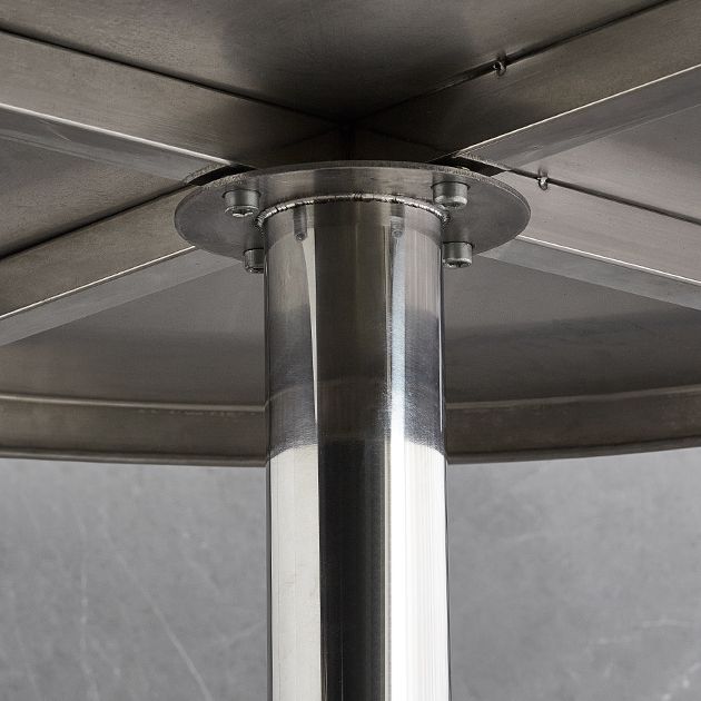 Metal Industrial Table Stainless Steel Top Dining Table with Pedestal Base