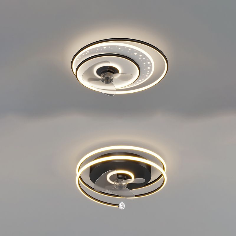Élégant plafond moderne lampe à fans de la lampe métallique LED Semi Flush Mount Light Light
