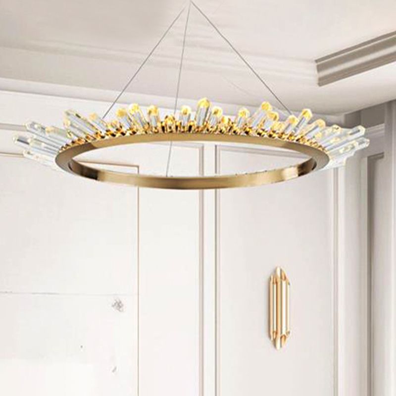 Round Pendant Chandelier Modernist Metal LED Gold Ceiling Hanging Light for Bedroom, 16"/21.5"/31.5" Wide