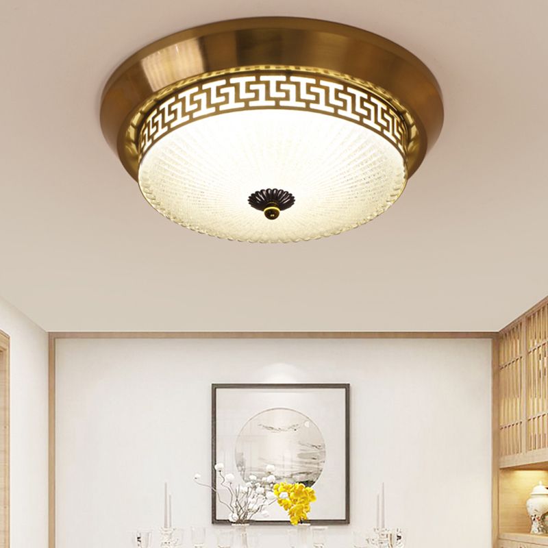 Modern Metal Ceiling Light Circle Shape LED Flush Mount with Glass Shade for Living Room