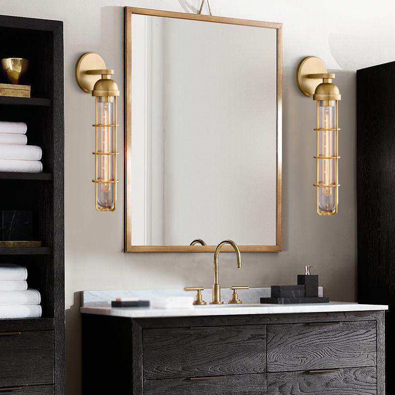 Modernism Glass Wall Mounted Sconce Gold/Black Wall Light for Foyer