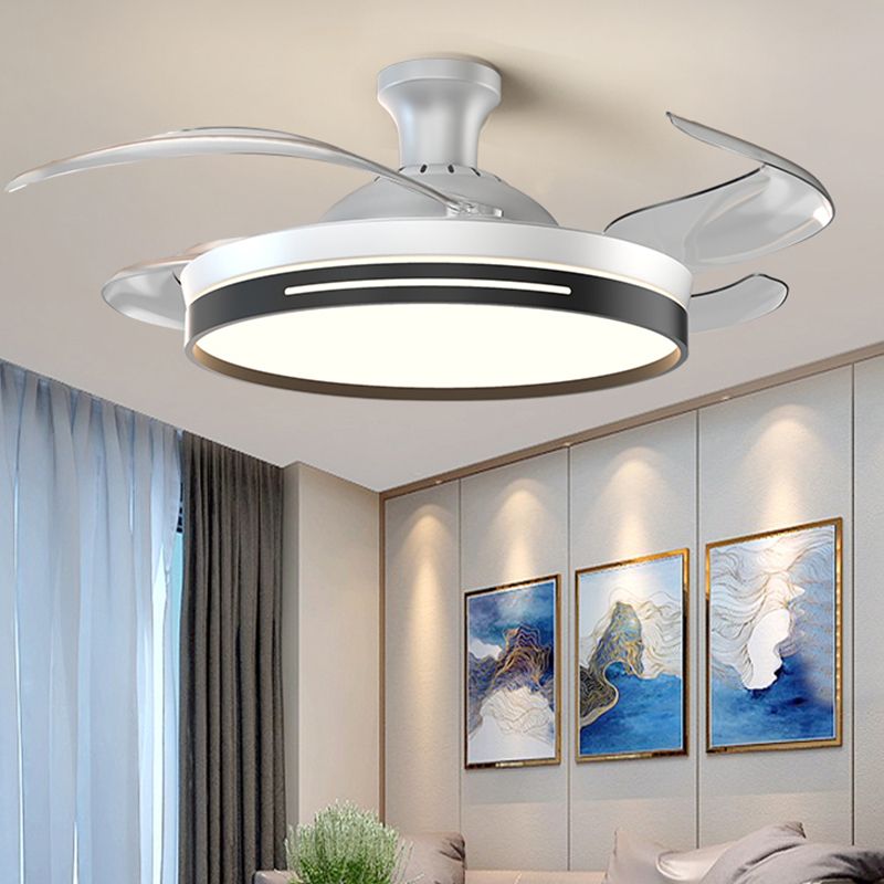 Reversible Blades LED Fan Light Minimalist Dining Room Semi Flush Mount Ceiling Light