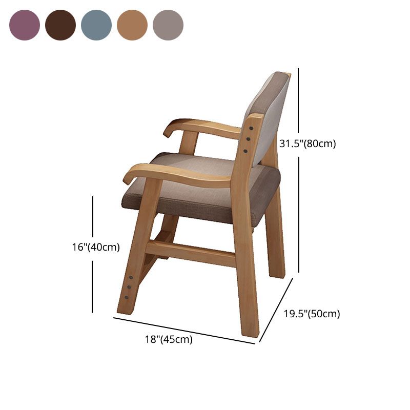Contemporary Style Kitchen Chair Dining Arm Side Chair with Wooden Legs