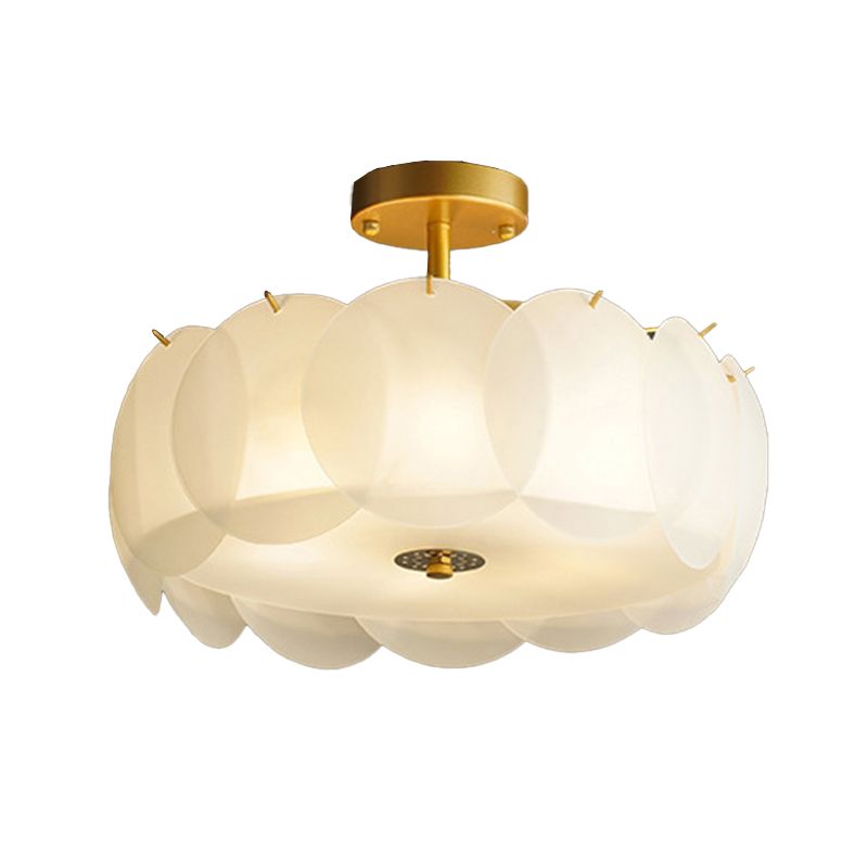 Modern Style Drum Shape Flush Mount Glass Ceiling Light for Living Room