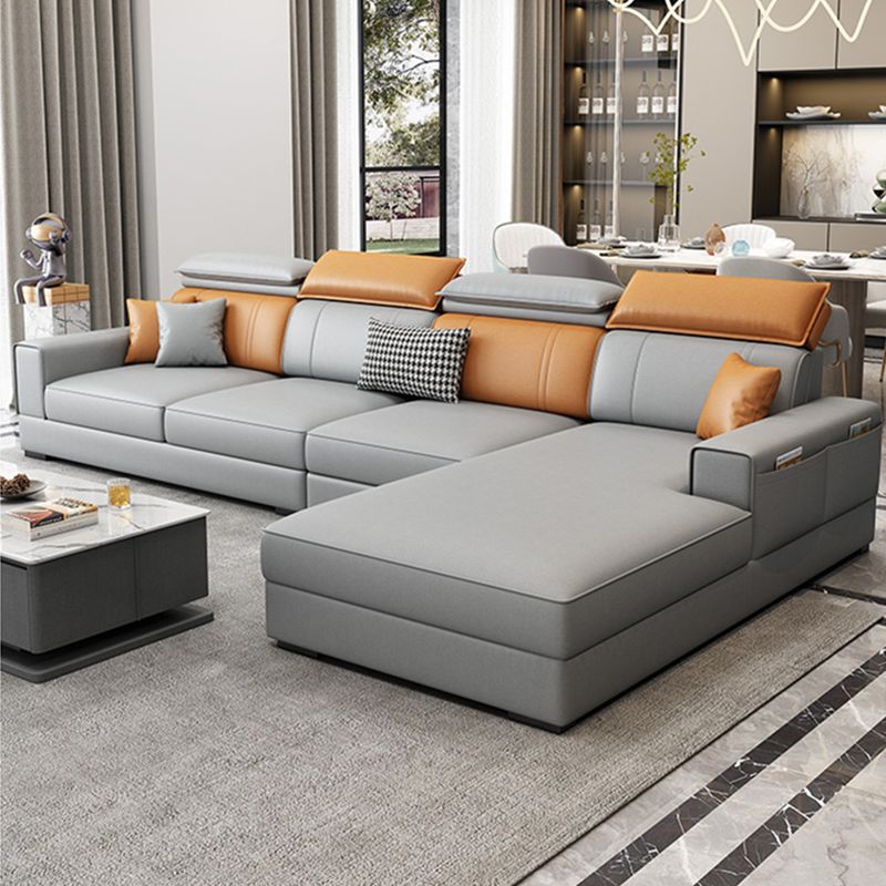 Stationary Faux Leather Living Room Seating Recessed Arm Cushions Nordic Sofa