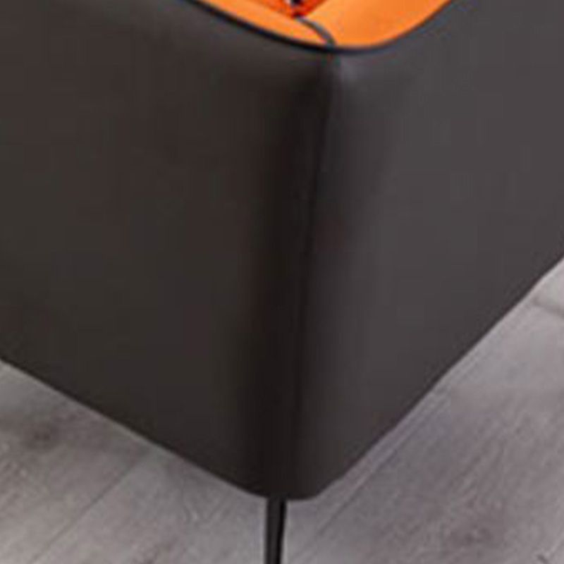Scandinavian Faux Leather Tight Back Sofa with Square Arms for Living Room