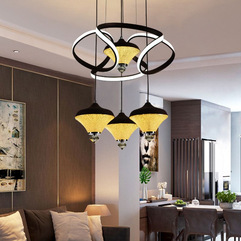Gyroscope LED Multi Light hanger modernistische acryl 4 lichten zwarte golf hangende plafondlamp