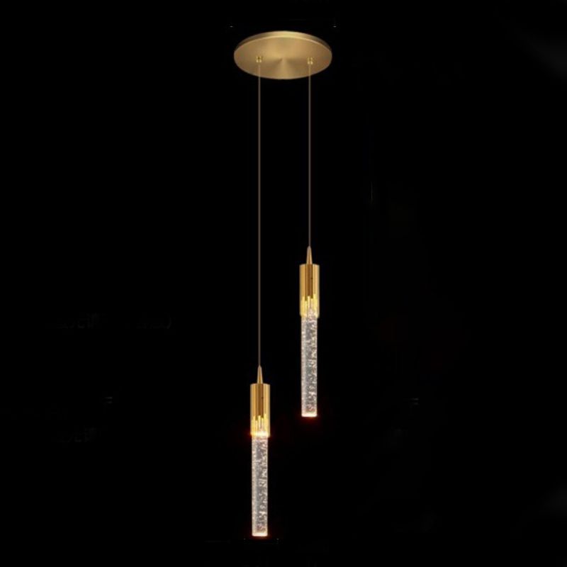 Aluminiumgold LED Hängende Lampe im modernen Luxusstil Kristallgeometrischen Anhänger Licht für Schlafzimmer