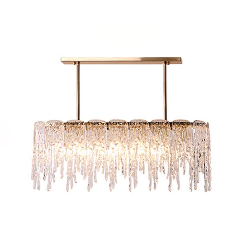 Icicle Shaped Glass Island Chandelier Lights Modern Living Room Hanging Pendant Lights