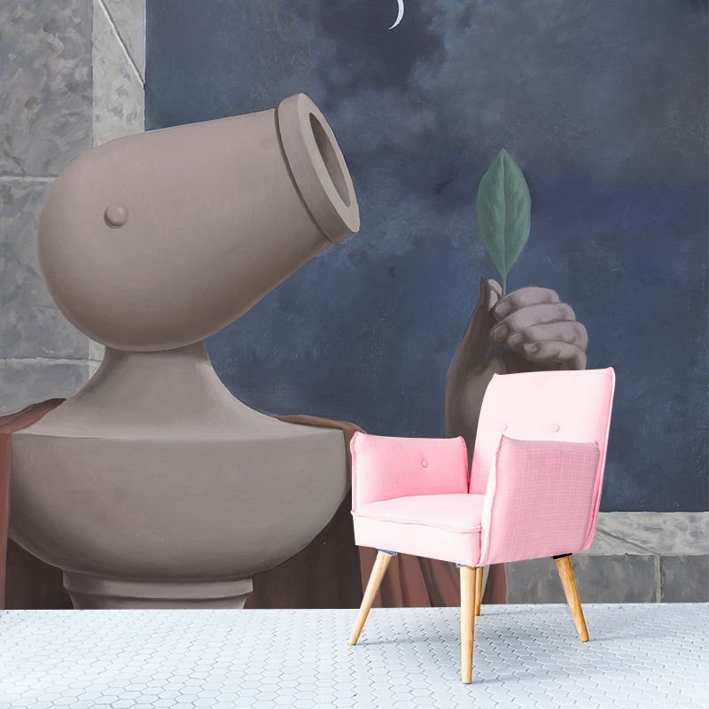 Huge Surrealist Wall Mural Decal in Grey-Blue Rene Magritte Artwork Cicero Wall Art, Custom Print
