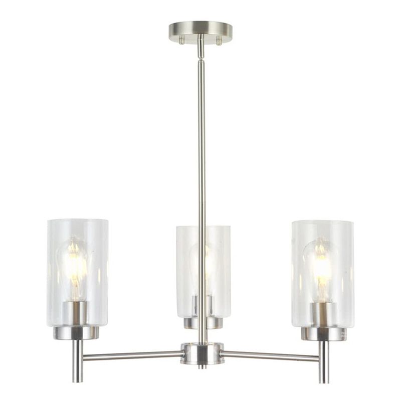 Transparent Glass Cylindrical Shade Chandelier Light Industrial Style Multi Light Ceiling Lighting Fixture for Living Room