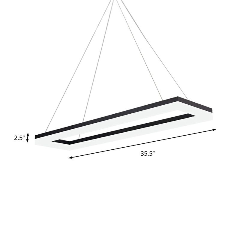Zwarte rechthoek kroonluchter licht modernisme acryl led hanglamp lichterichte armatuur in wit/warm/natuurlijk licht