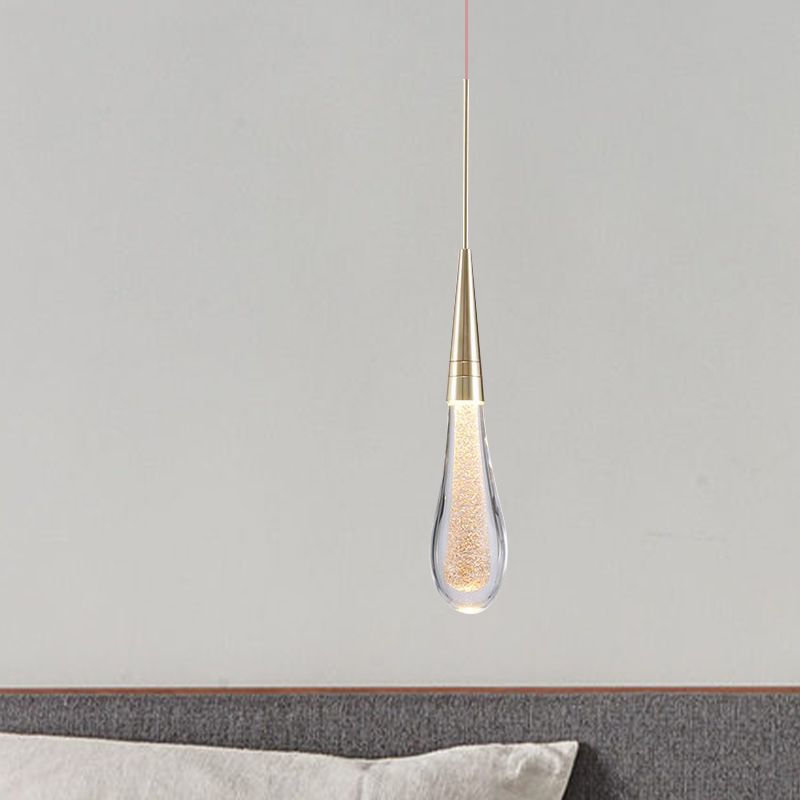 1 Light Bubble Crystal Ceiling Lamp Modern Brass Droplet Living Room LED Pendant Light