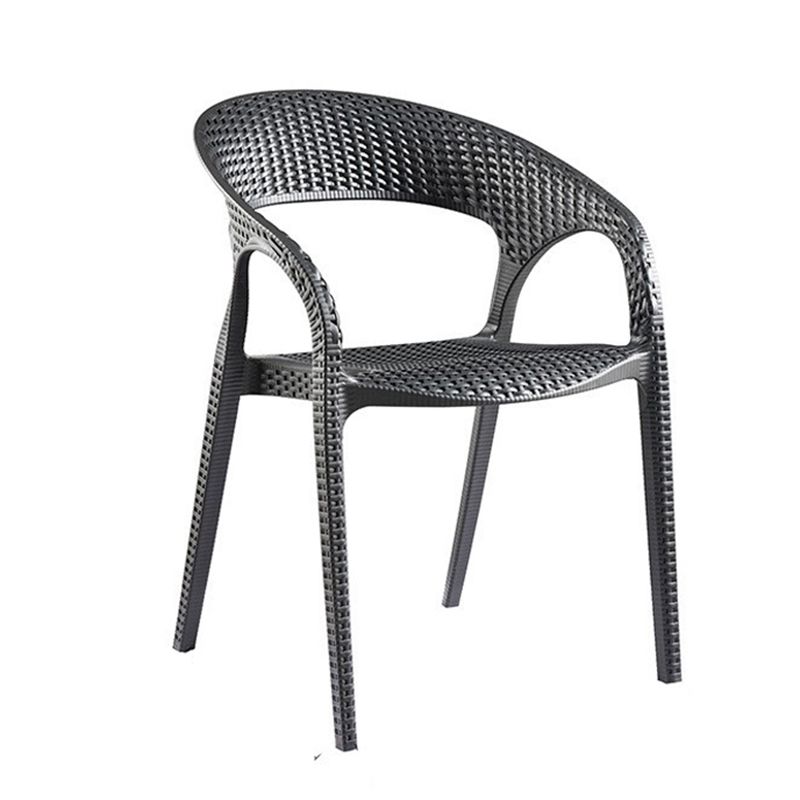 Contemporary Open Back Dining Chair Plastic Stackable Dining Arm Chair