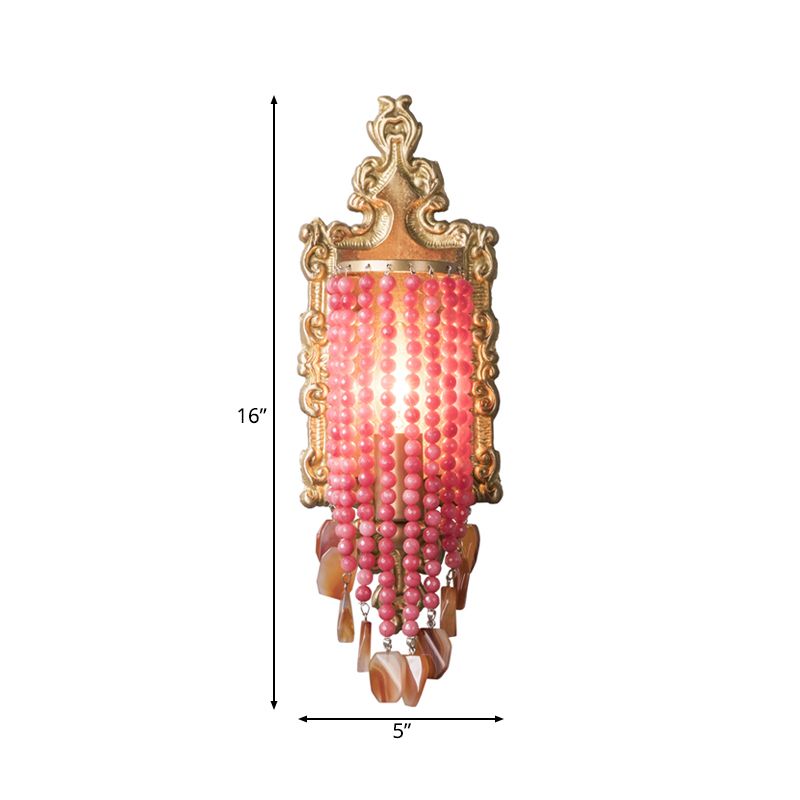 Roze kralen wand gemonteerd licht vintage kristalstrand 1 lichte bedwandsconstructie licht