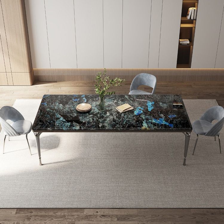 1/4/7 Pieces Modern Stone Top Rectangle Stainless Steel Base Dining Set for Home