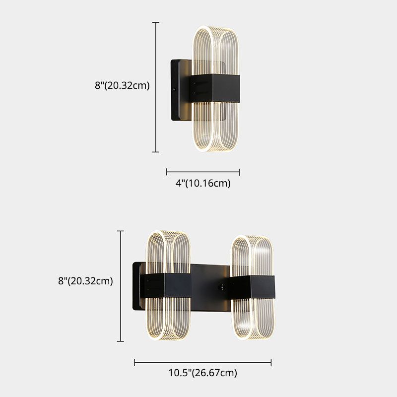 Zeitgenössische LED -Wandleuchter ovales Aluminiumwandmontage Licht für Schlafzimmer